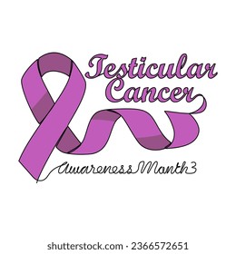 One continuous line drawing of testicular cancer awareness month with white background. Awareness ribbon design in simple linear style. healthcare and medical design concept vector illustration.