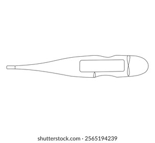 One continuous line drawing of thermometer. Single line of thermometer vector illustration

