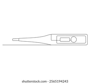 One continuous line drawing of thermometer. Single line of thermometer vector illustration

