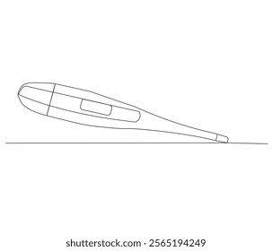 One continuous line drawing of thermometer. Single line of thermometer vector illustration

