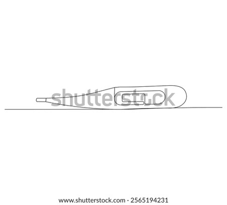 One continuous line drawing of thermometer. Single line of thermometer vector illustration

