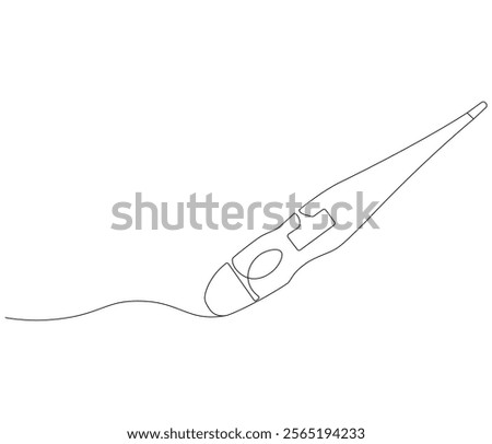 One continuous line drawing of thermometer. Single line of thermometer vector illustration

