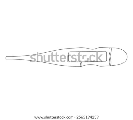 One continuous line drawing of thermometer. Single line of thermometer vector illustration

