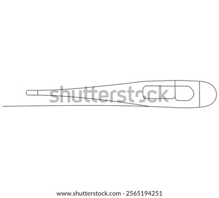 One continuous line drawing of thermometer. Single line of thermometer vector illustration

