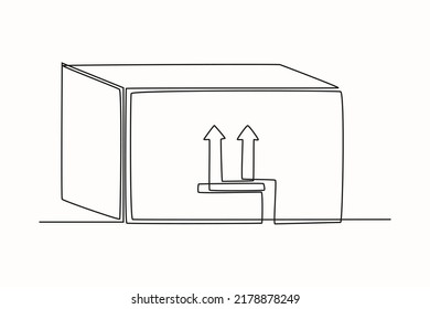 One continuous line drawing of This side up icon. Packaging mark concept. Single line draw design vector graphic illustration.