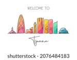 One continuous line drawing Tijuana city skyline, Mexico. Beautiful landmark postcard. World landscape tourism and travel vacation. Editable stylish stroke single line draw design vector illustration