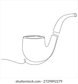 Un dibujo de línea continua de ilustración de estilo de contorno de pipa de tabaco simple