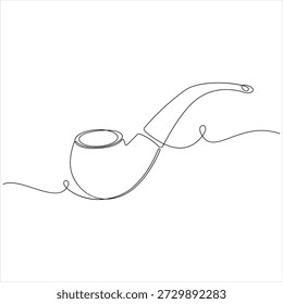 Un dibujo de línea continua de ilustración de estilo de contorno de pipa de tabaco simple