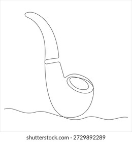 Un dibujo de línea continua de ilustración de estilo de contorno de pipa de tabaco simple