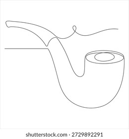 Un dibujo de línea continua de ilustración de estilo de contorno de pipa de tabaco simple