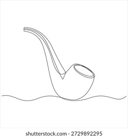 Un dibujo de línea continua de ilustración de estilo de contorno de pipa de tabaco simple