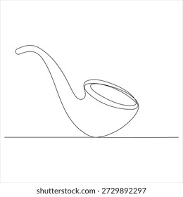 Un dibujo de línea continua de ilustración de estilo de contorno de pipa de tabaco simple