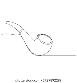 Un dibujo de línea continua de ilustración de estilo de contorno de pipa de tabaco simple