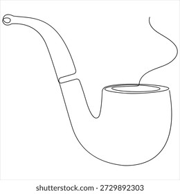 Un dibujo de línea continua de ilustración de estilo de contorno de pipa de tabaco simple