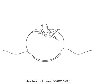 One continuous line drawing Tomato vegetable. Tomato single line illustration.