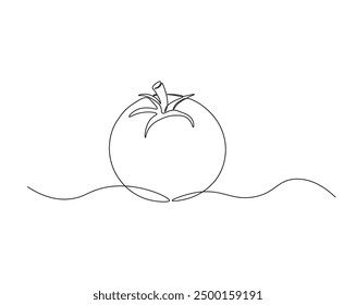 One continuous line drawing Tomato vegetable. Tomato single line illustration.