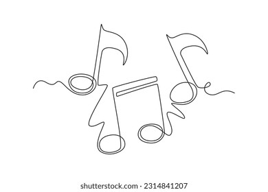 one continuous line drawing of tone music. Music Elements