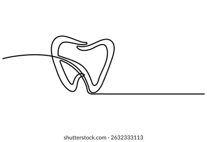 One Continuous Line Drawing of Tooth Icon. Single Line Vector Illustration