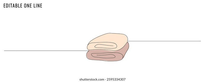 One continuous line drawing of towels. Concept of spa relaxation. Editable stroke, vector illustration	