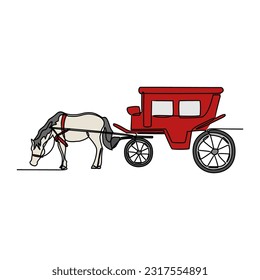 One continuous line drawing of traditional transportation. vehicle design in simple linear style. transportation design concept vector illustration