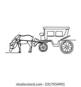 One continuous line drawing of traditional transportation. vehicle design in simple linear style. transportation design concept vector illustration