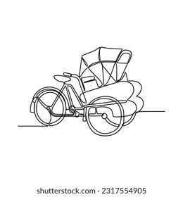One continuous line drawing of traditional transportation. vehicle design in simple linear style. transportation design concept vector illustration