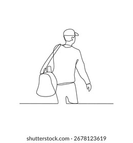 One continuous line drawing of traditional market activity vector illustration. Traditional traders are selling their goods or food with good quality in illustration simple linear style vector concept