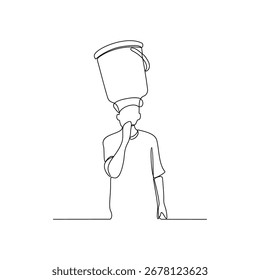 One continuous line drawing of traditional market activity vector illustration. Traditional traders are selling their goods or food with good quality in illustration simple linear style vector concept
