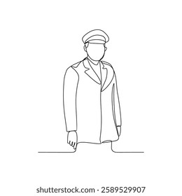 One continuous line drawing of a Train Driver is on duty vector design illustration. Train Driver design illustration simple linear style vector concept. Train Driver illustration for your asset.