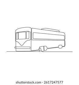 One continuous line drawing of train vehicle vector design illustration. Modern and traditional land vehicle design in simple linear style concept. Train design for your asset and educational purpose.