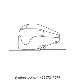 One continuous line drawing of train vehicle vector design illustration. Modern and traditional land vehicle design in simple linear style concept. Train design for your asset and educational purpose.
