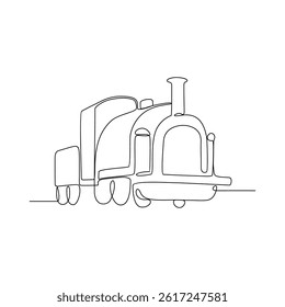 One continuous line drawing of train vehicle vector design illustration. Modern and traditional land vehicle design in simple linear style concept. Train design for your asset and educational purpose.