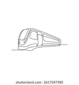 One continuous line drawing of train vehicle vector design illustration. Modern and traditional land vehicle design in simple linear style concept. Train design for your asset and educational purpose.