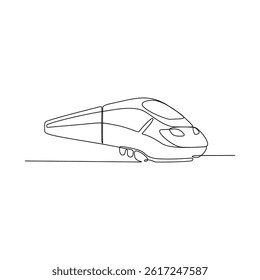 One continuous line drawing of train vehicle vector design illustration. Modern and traditional land vehicle design in simple linear style concept. Train design for your asset and educational purpose.