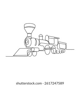 One continuous line drawing of train vehicle vector design illustration. Modern and traditional land vehicle design in simple linear style concept. Train design for your asset and educational purpose.