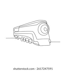 One continuous line drawing of train vehicle vector design illustration. Modern and traditional land vehicle design in simple linear style concept. Train design for your asset and educational purpose.