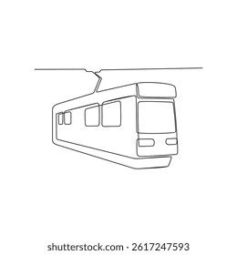 One continuous line drawing of train vehicle vector design illustration. Modern and traditional land vehicle design in simple linear style concept. Train design for your asset and educational purpose.
