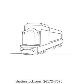 One continuous line drawing of train vehicle vector design illustration. Modern and traditional land vehicle design in simple linear style concept. Train design for your asset and educational purpose.