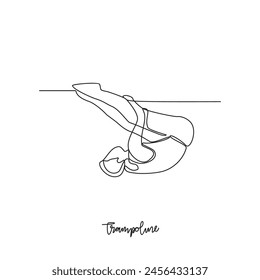 One continuous line drawing of Trampoline sports vector illustration. Trampoline sports design in simple linear continuous style vector concept. Sports themes design for your asset design vector.