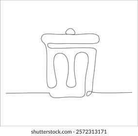 One continuous line drawing of trashcan . single line drawing of trashcan.  illustration of trashcan. editable vector
