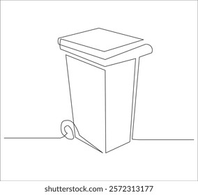 One continuous line drawing of trashcan . single line drawing of trashcan.  illustration of trashcan. editable vector
