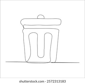 One continuous line drawing of trashcan . single line drawing of trashcan.  illustration of trashcan. editable vector
