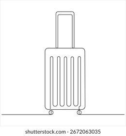 Eine durchgehende Linie Zeichnung Reisekoffer auf Rädern minimalistisches Gepäck und Reisetasche Vektorgrafik