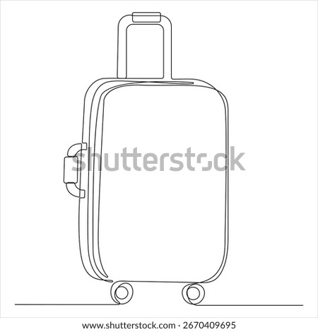 One continuous line drawing of travel suitcase on wheels minimalist luggage and travel bag vector illustration