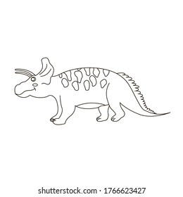 One continuous line drawing of a triceratops prehistoric animal for a logo. Single line draw design vector illustration.