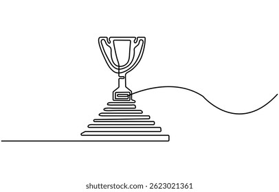 One Continuous Line Drawing of Trophy Icon. Single Line Vector Illustration