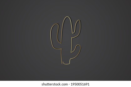 One continuous line drawing of tropical thorny cactus plant. Modern single line graphic draw design vector illustration