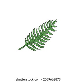 One continuous line drawing of tropical leaf fern plant. Printable poster decorative houseplant concept for home wall decor ornament. Modern single line draw design graphic vector illustration