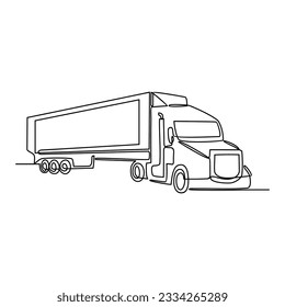 One continuous line drawing of truck as land vehicle with white background. Land transportation design in simple linear style. Non coloring vehicle design concept vector illustration	