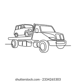 One continuous line drawing of truck as land vehicle with white background. Land transportation design in simple linear style. Non coloring vehicle design concept vector illustration	